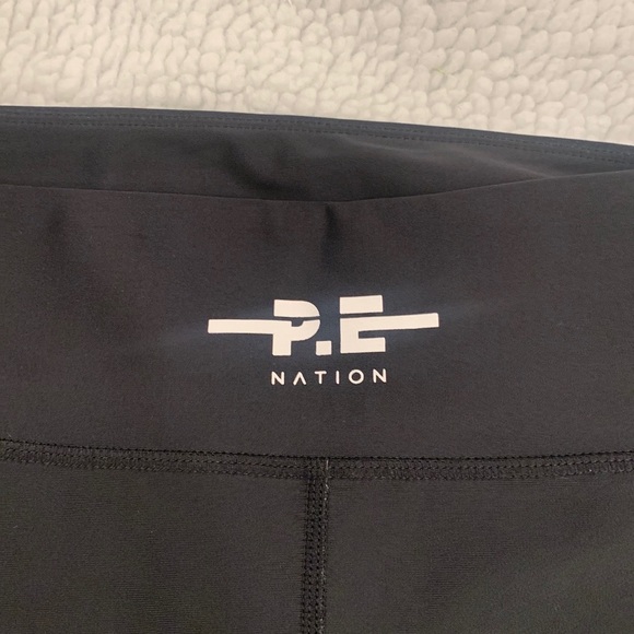 P.E Nation Touchback Black Blue Stripe Leggings - Picture 12 of 16